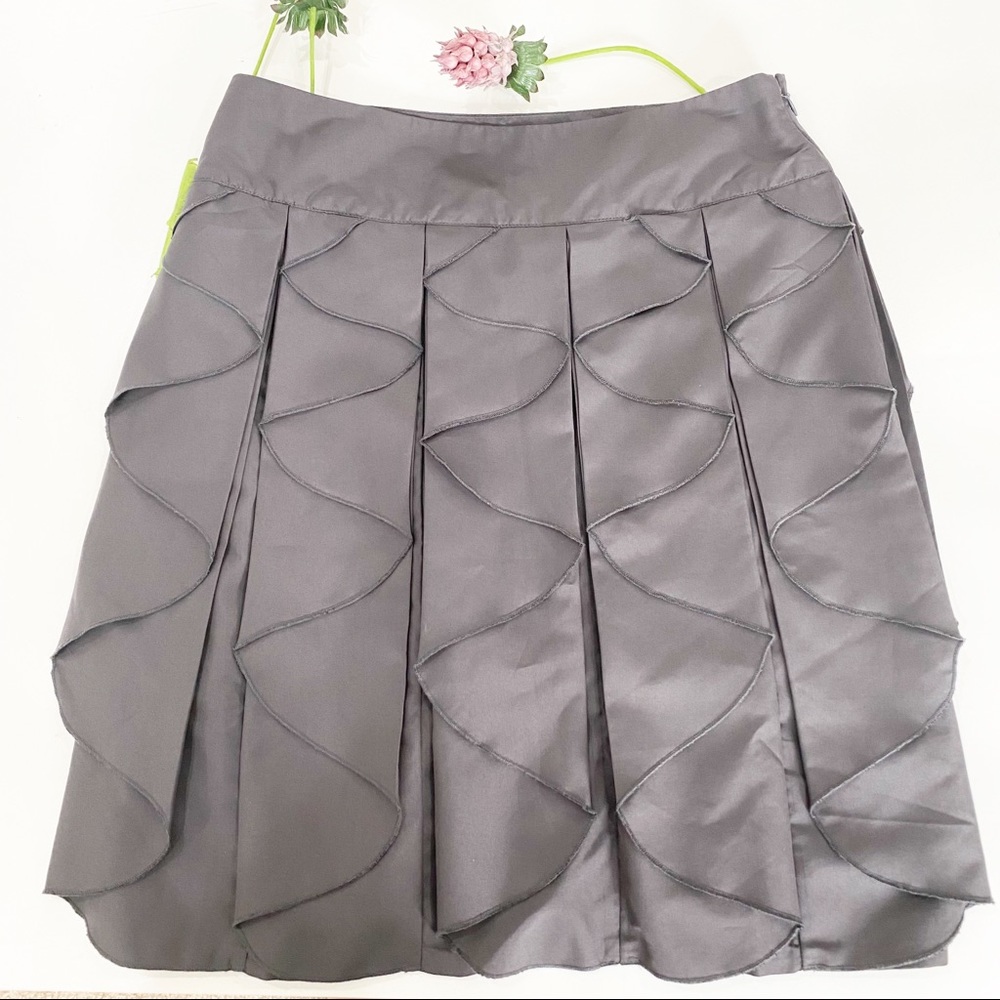 REISS Dark Gray Scalloped Ruffled Layered Mini Skater Skirt Size 2